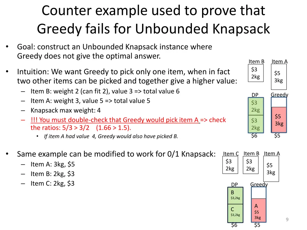 counter example used to prove that greedy fails