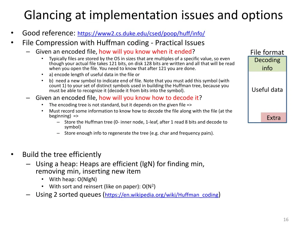 glancing at implementation issues and options