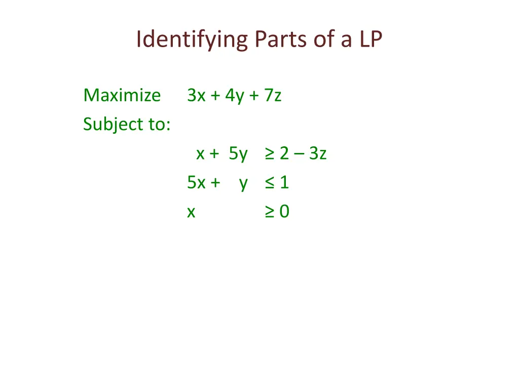 identifying parts of a lp