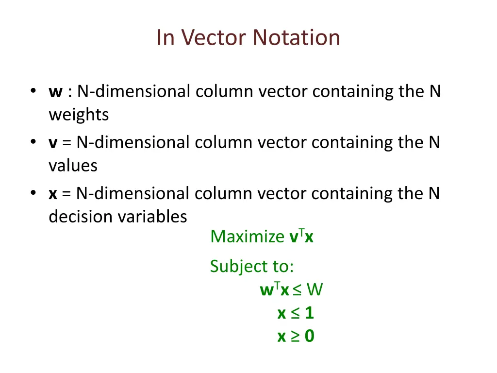 in vector notation