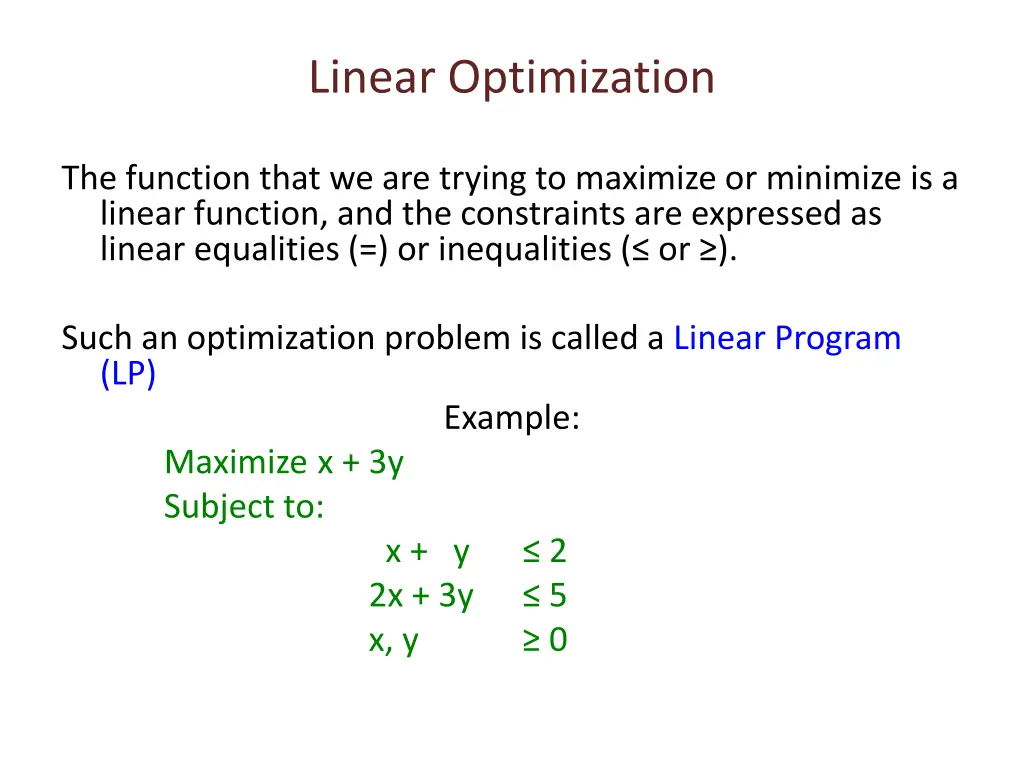 linear optimization