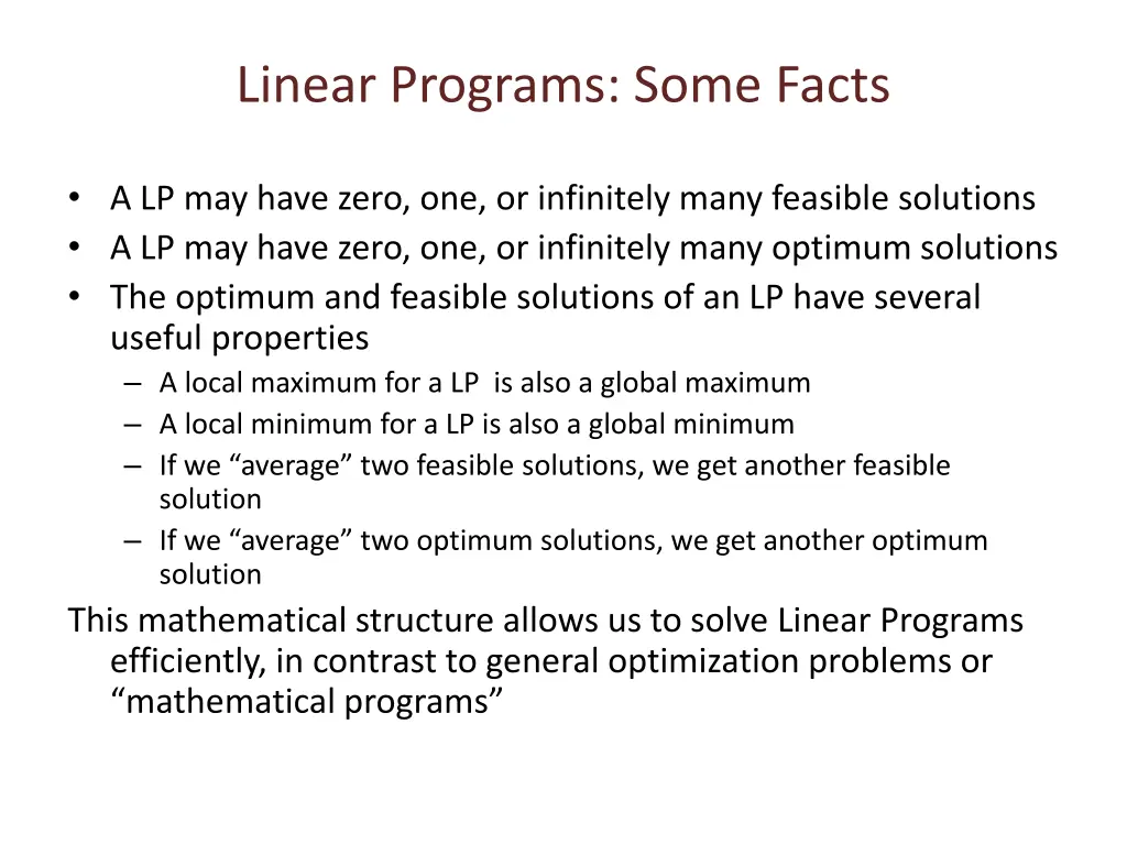 linear programs some facts