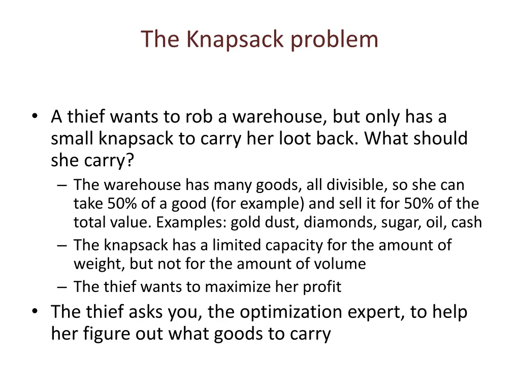 the knapsack problem 1