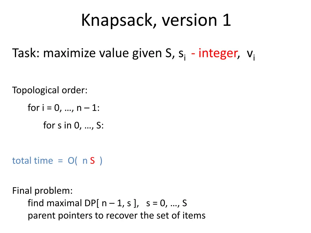 knapsack version 1 1