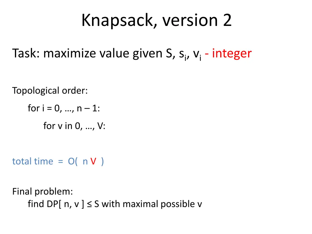 knapsack version 2 1