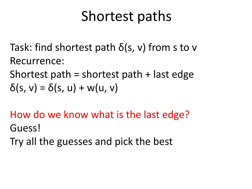 shortest paths