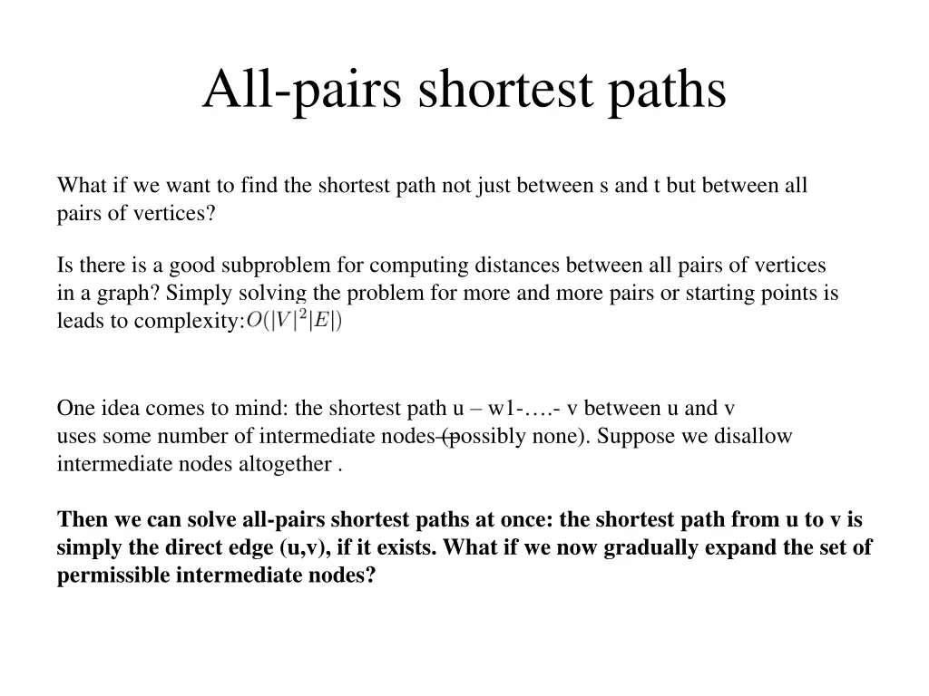 all pairs shortest paths