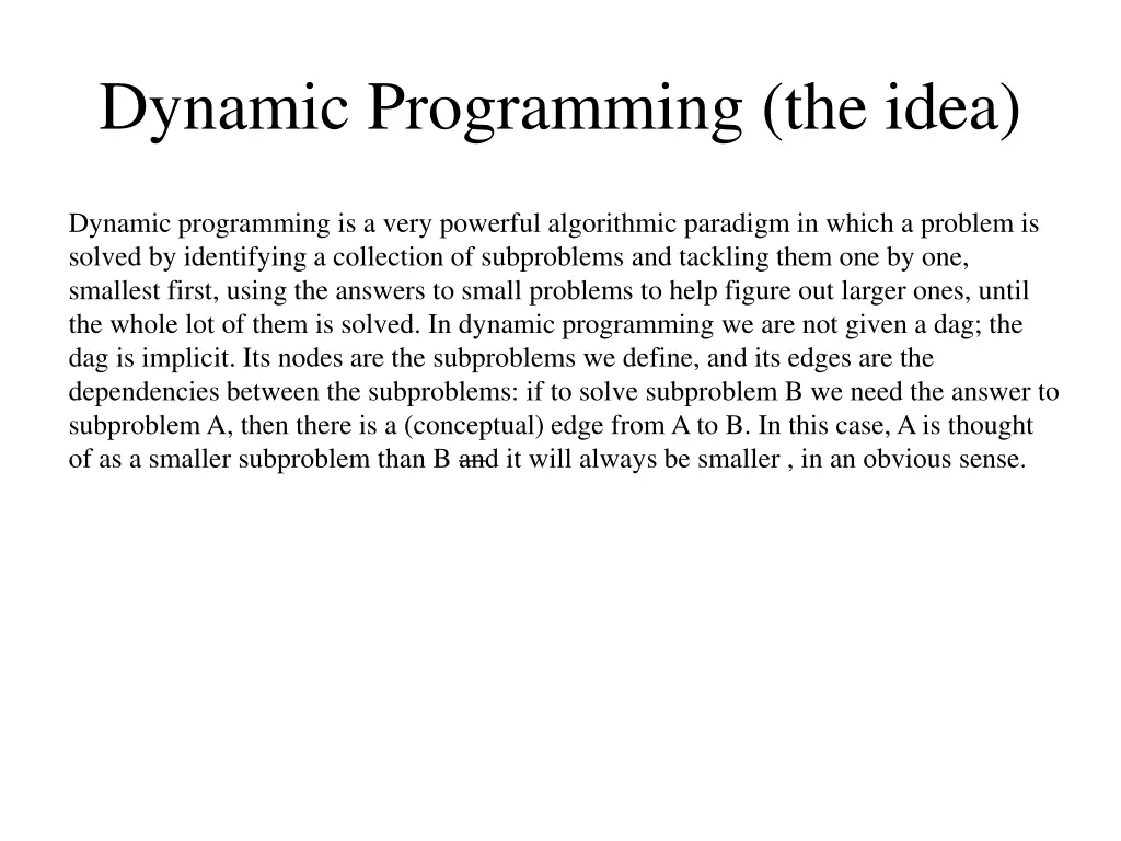 dynamic programming the idea