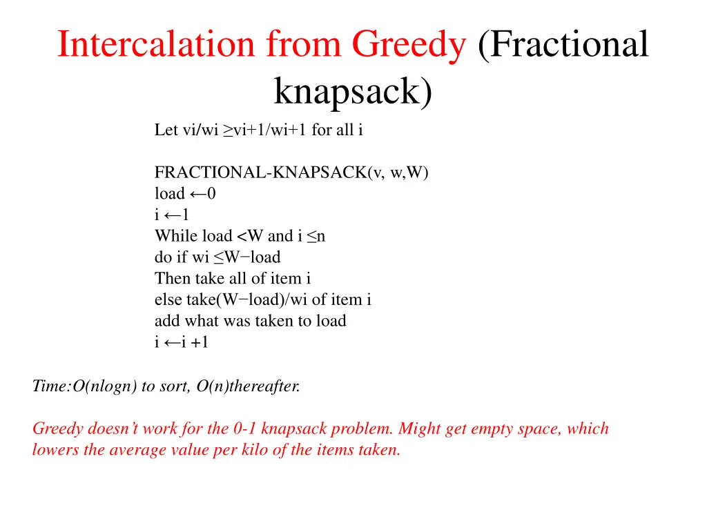 intercalation from greedy fractional knapsack 1