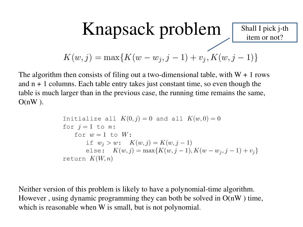 knapsack problem