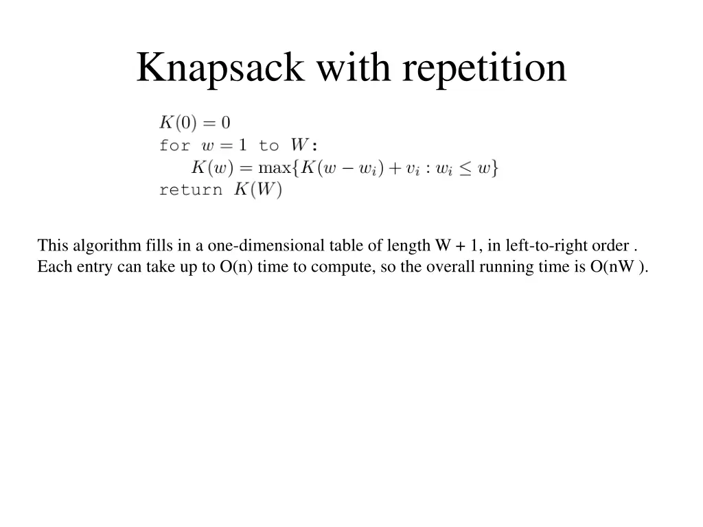 knapsack with repetition