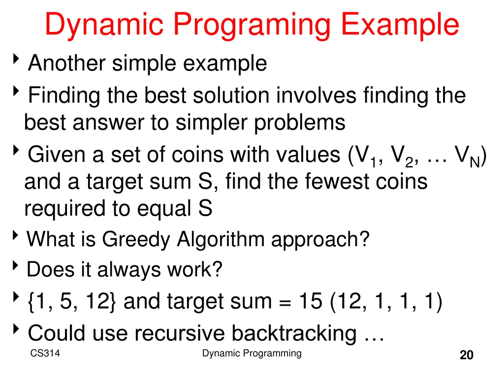 dynamic programing example another simple example