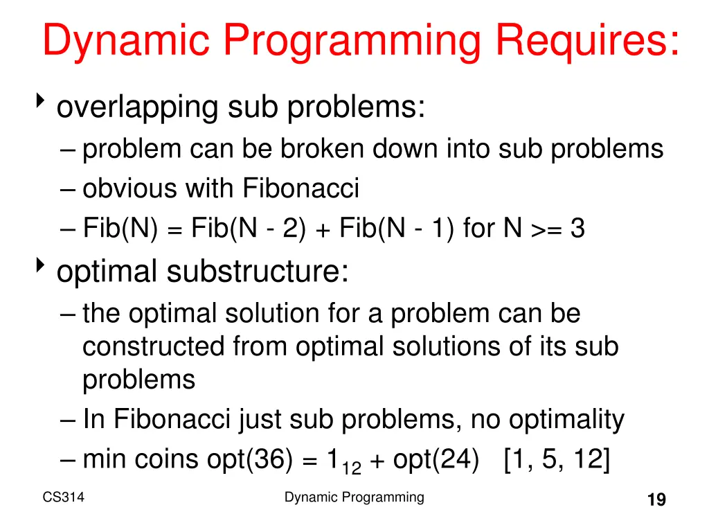 dynamic programming requires