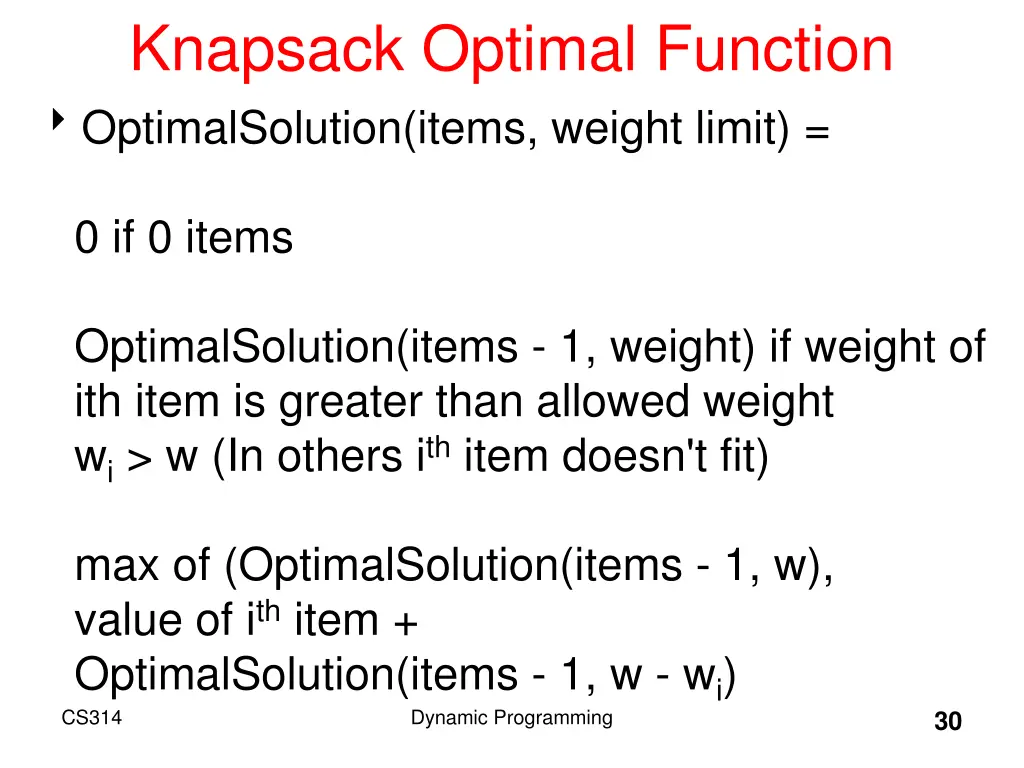 knapsack optimal function optimalsolution items 1