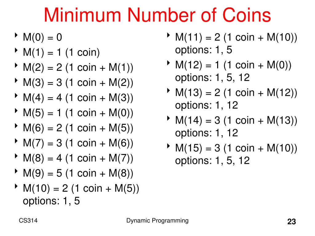 minimum number of coins m 0 0 m 1 1 1 coin