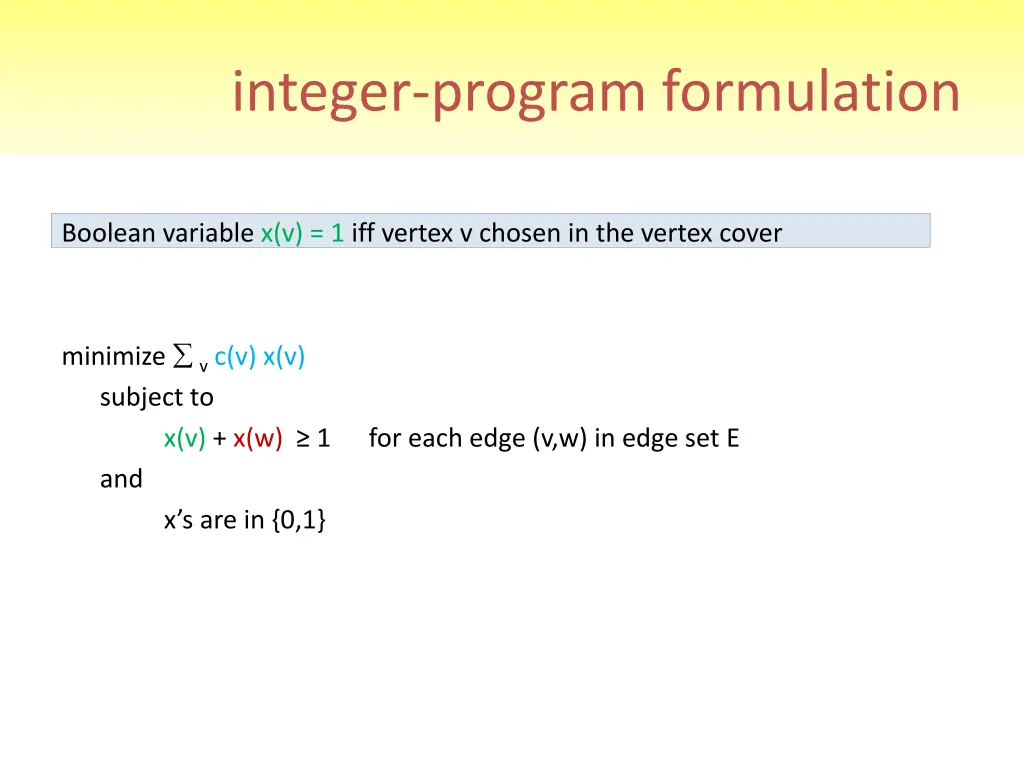 integer program formulation