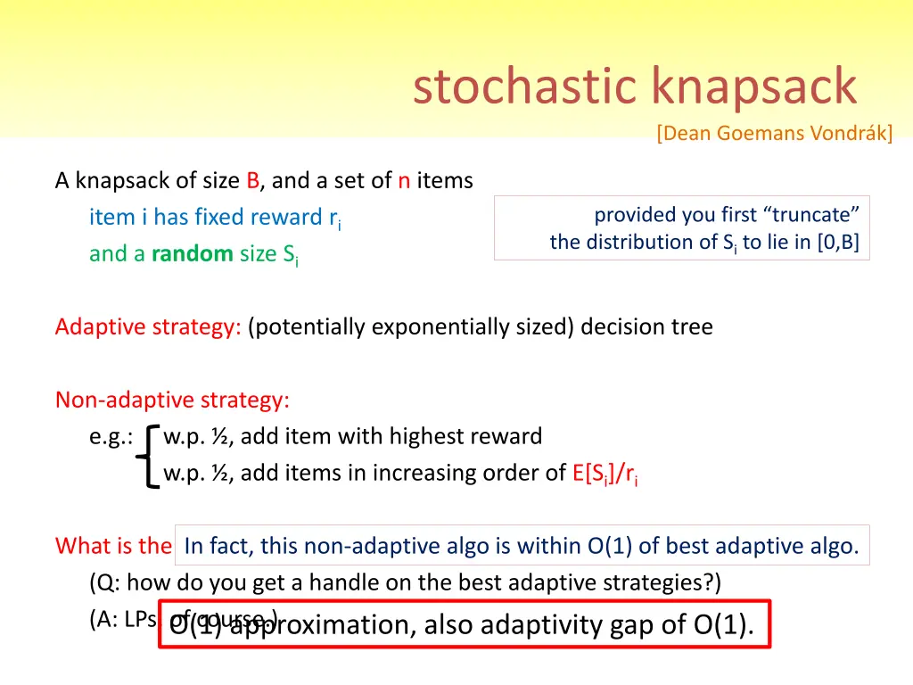 stochastic knapsack 1