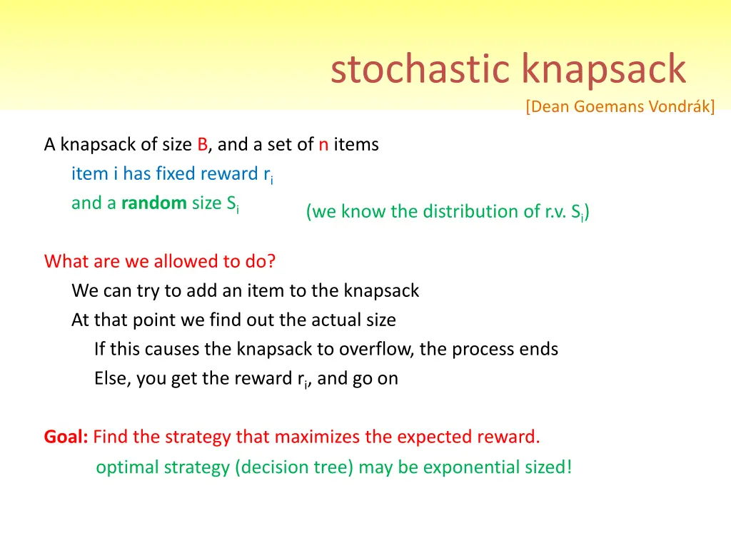 stochastic knapsack