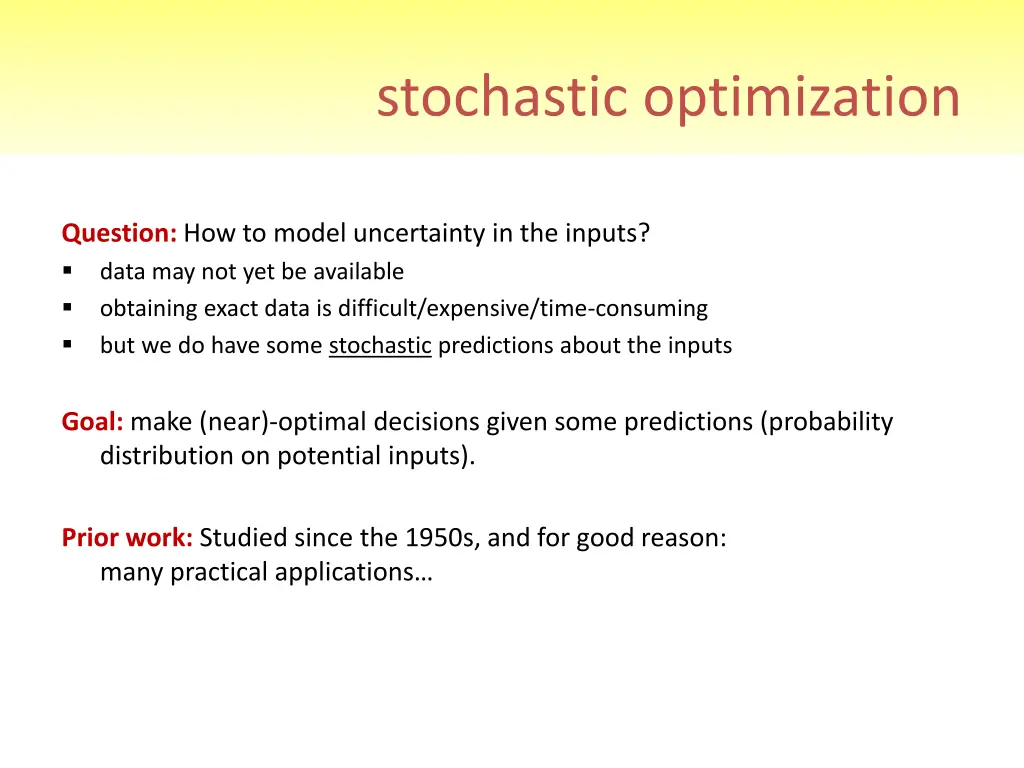 stochastic optimization