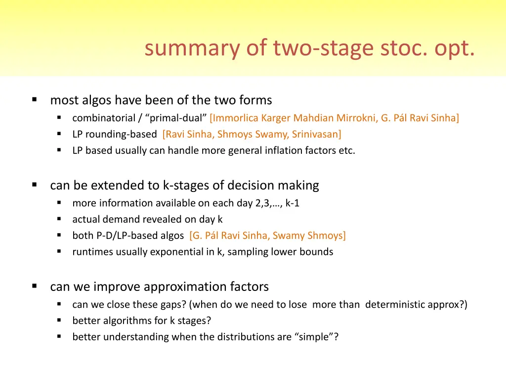 summary of two stage stoc opt