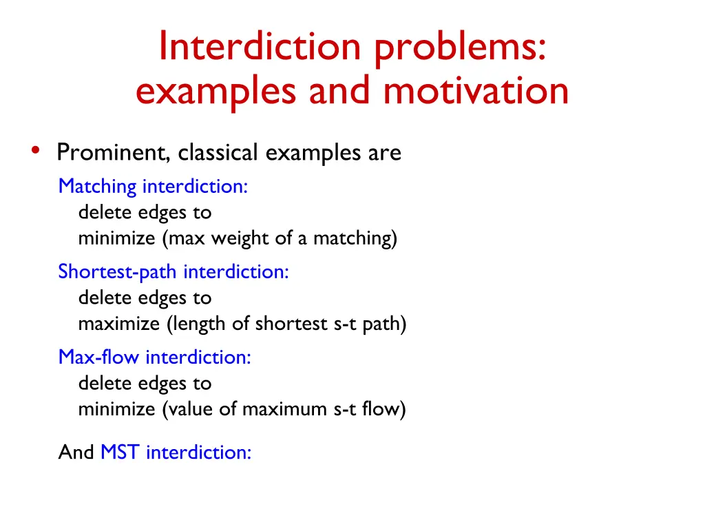 interdiction problems examples and motivation