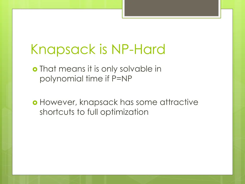 knapsack is np hard