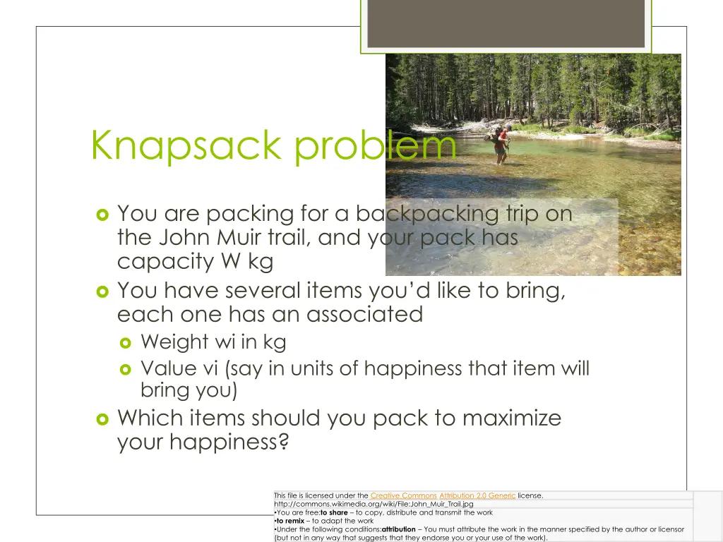 knapsack problem