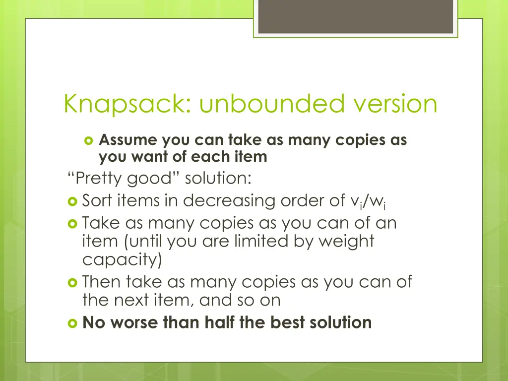 knapsack unbounded version 1