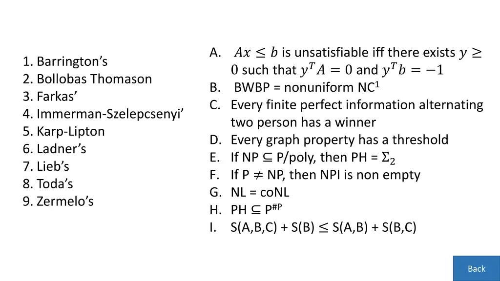 a is unsatisfiable iff there exists 0 such that