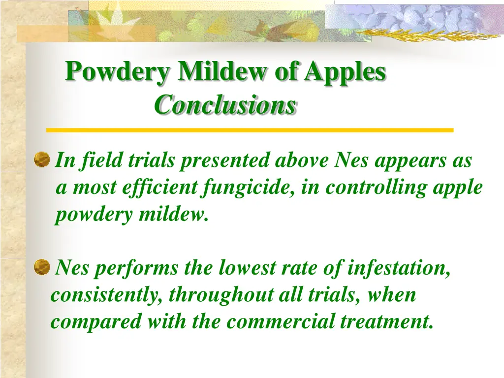 powdery mildew of apples conclusions