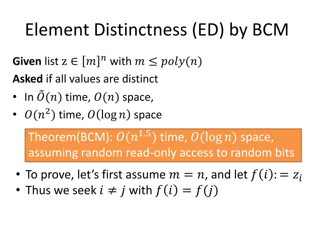 element distinctness ed by bcm