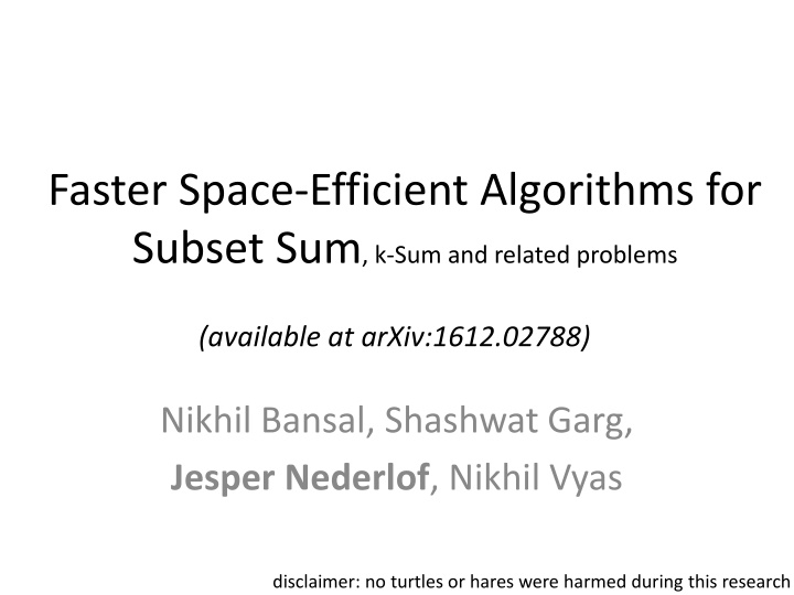 faster space efficient algorithms for subset