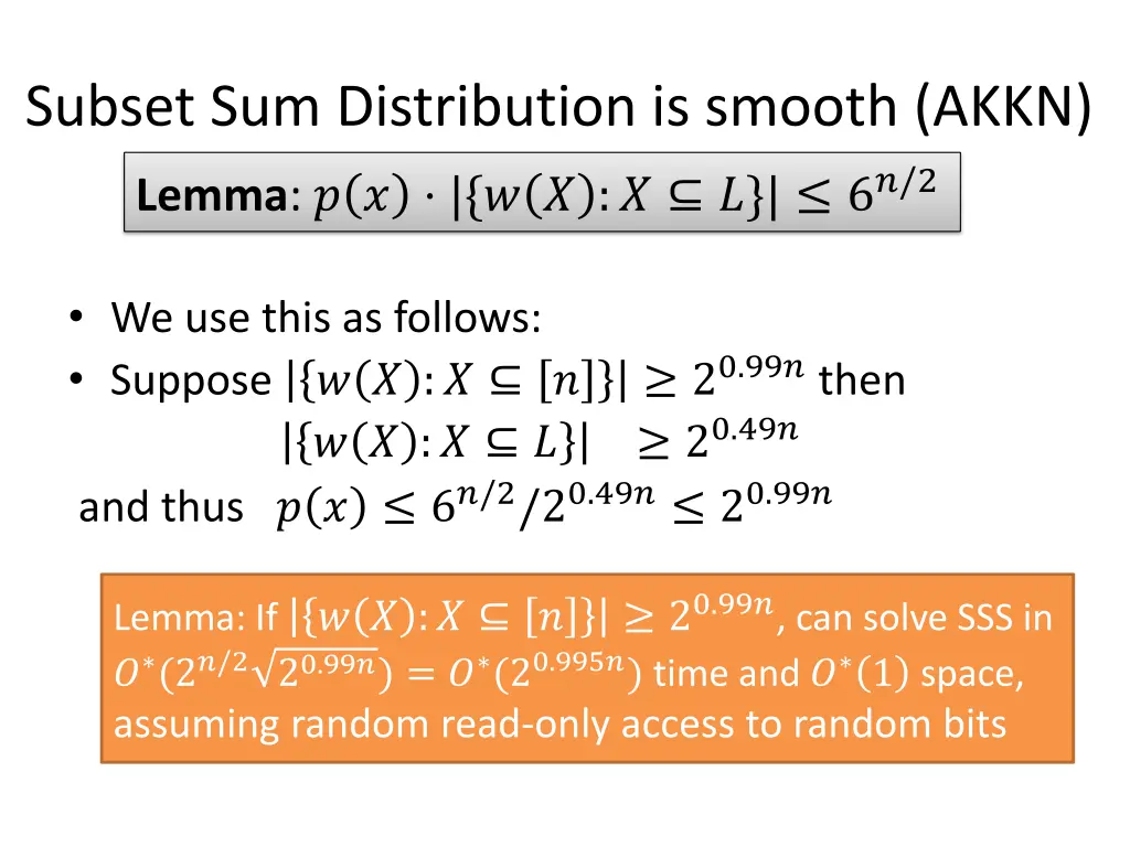 subset sum distribution is smooth akkn