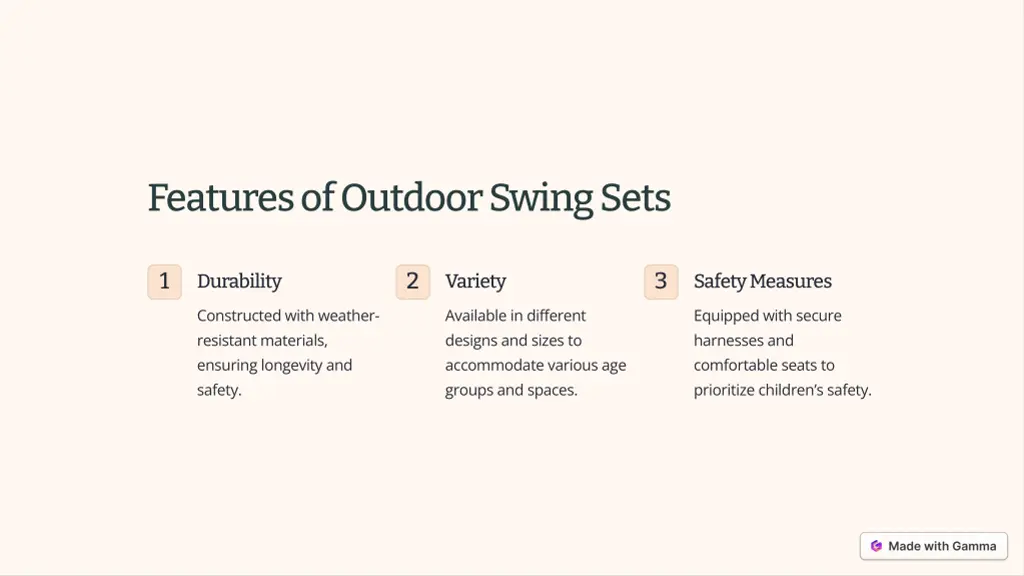 features of outdoor swing sets