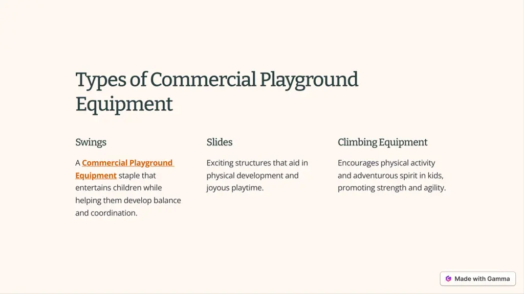 types of commercial playground equipment