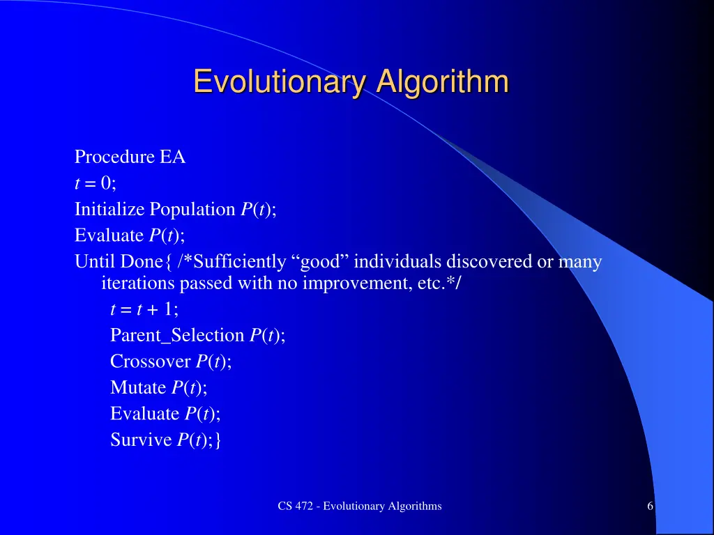 evolutionary algorithm