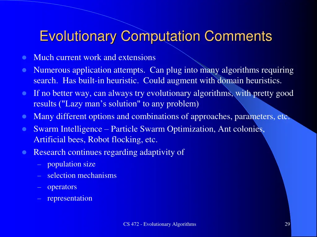 evolutionary computation comments