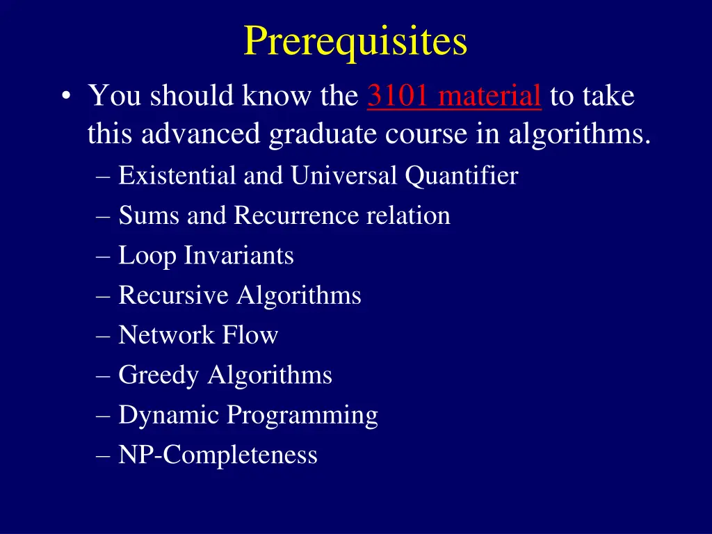 prerequisites