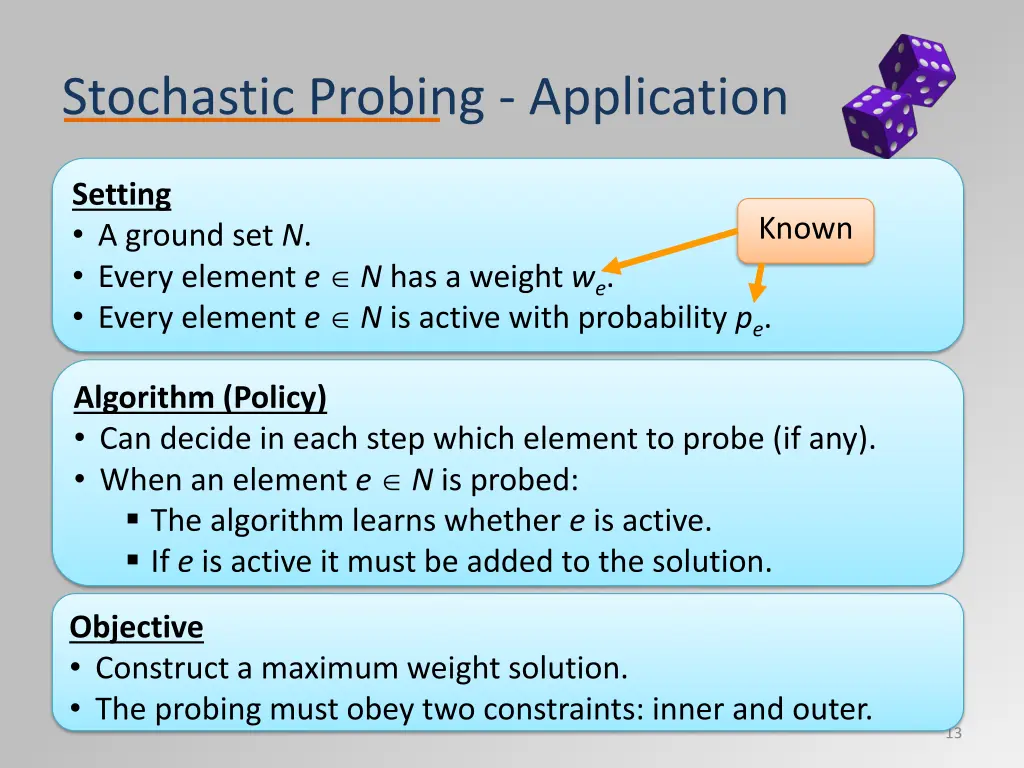 stochastic probing application