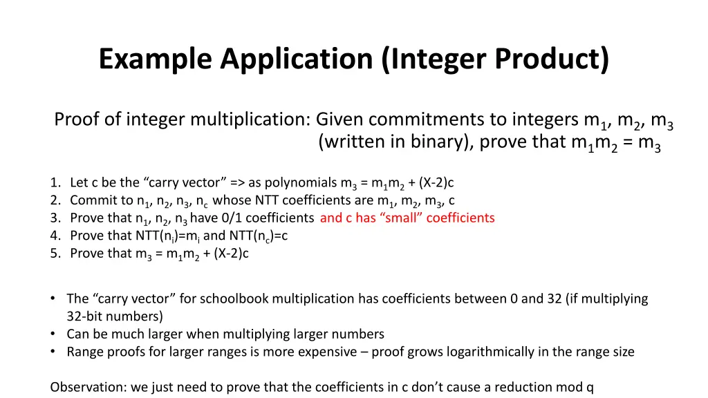 example application integer product