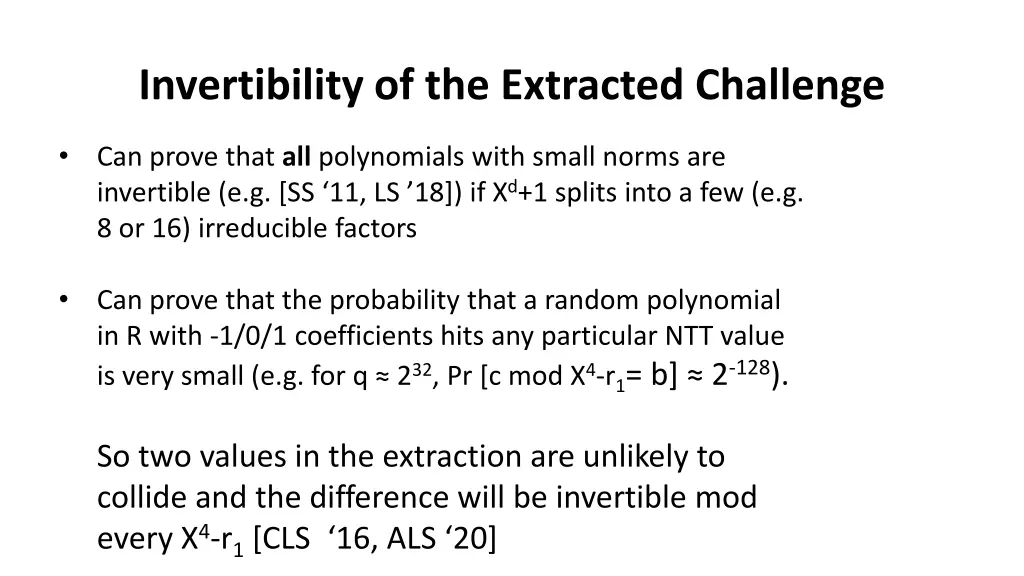 invertibility of the extracted challenge