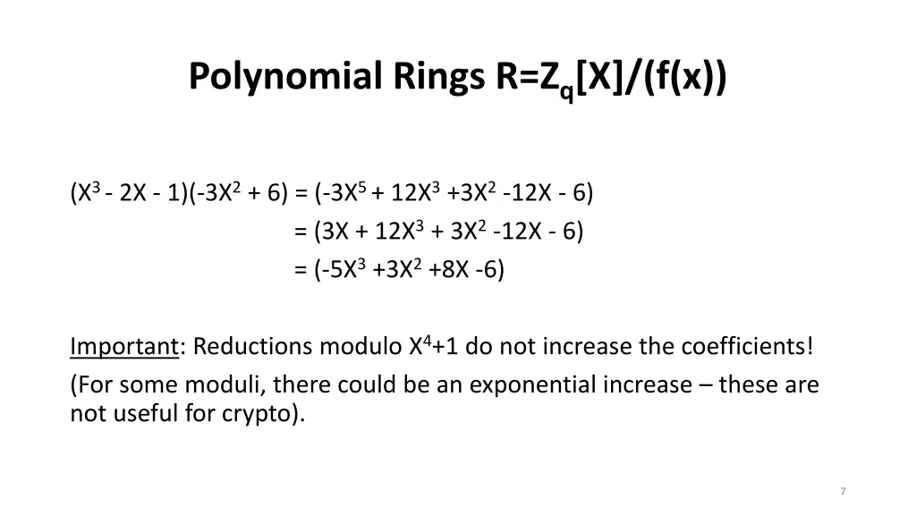 polynomial rings r z q x f x 1