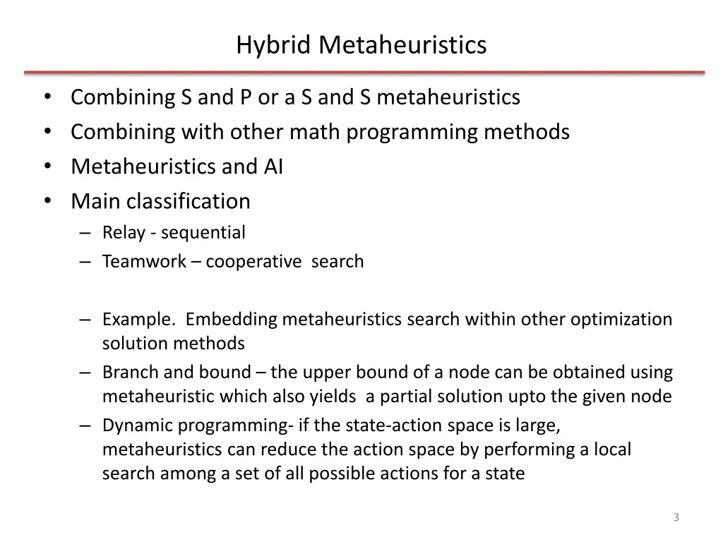 hybrid metaheuristics