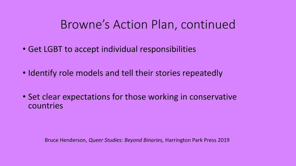 browne s action plan continued