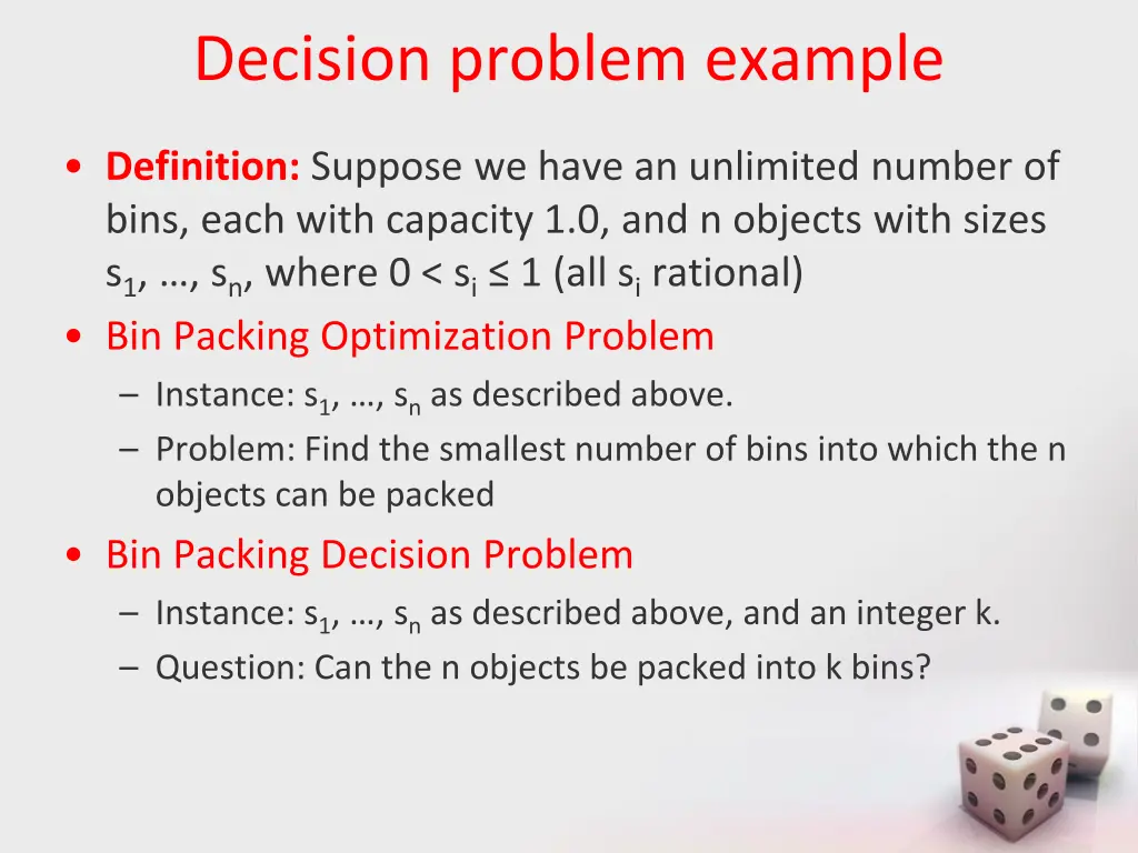 decision problem example 1