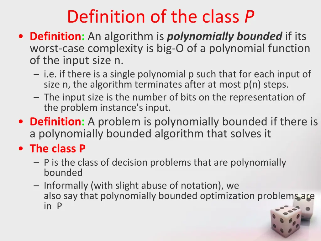 definition of the class p definition an algorithm