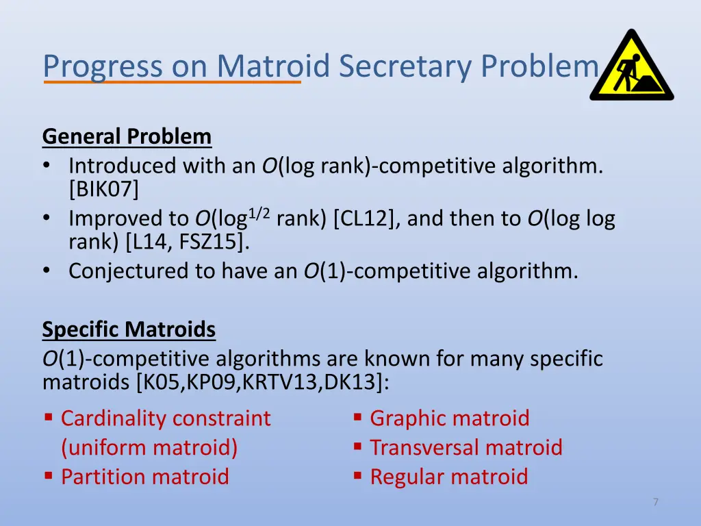 progress on matroid secretary problem