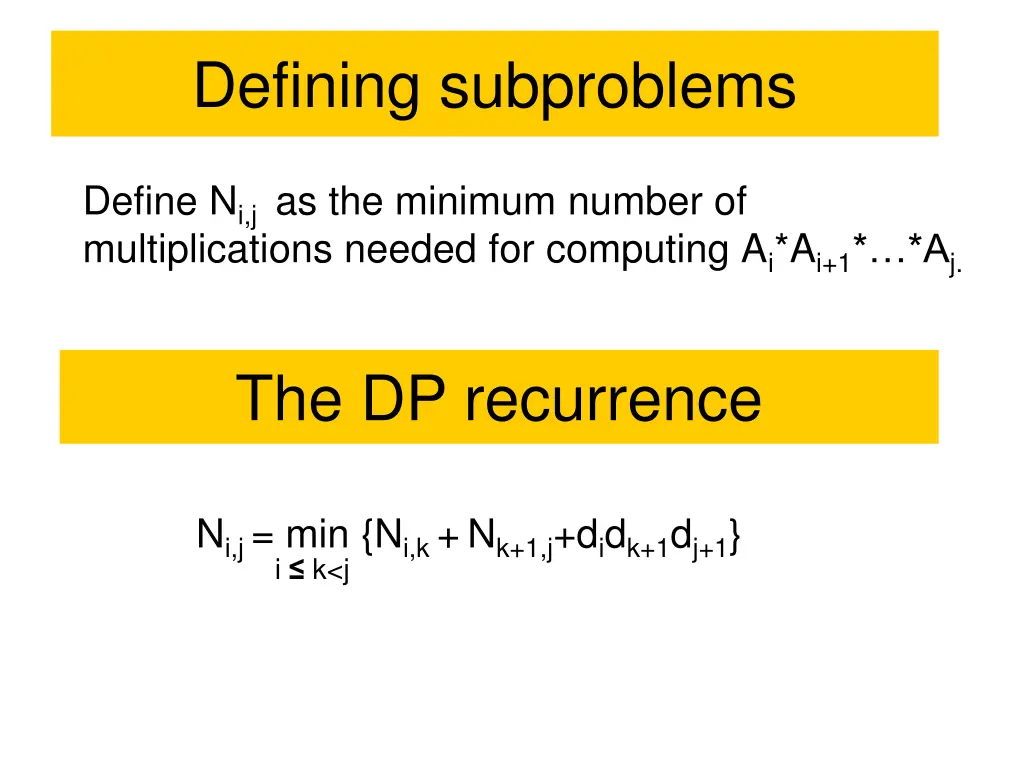 defining subproblems