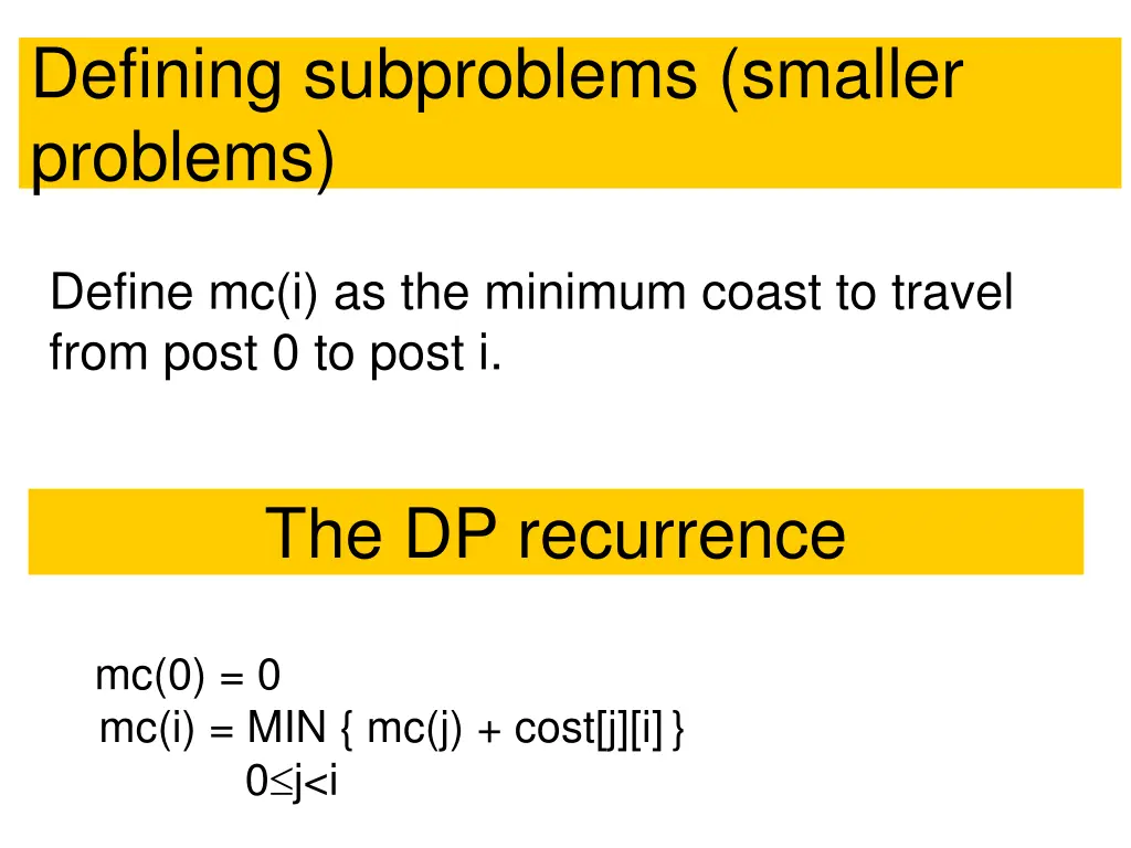 defining subproblems smaller problems