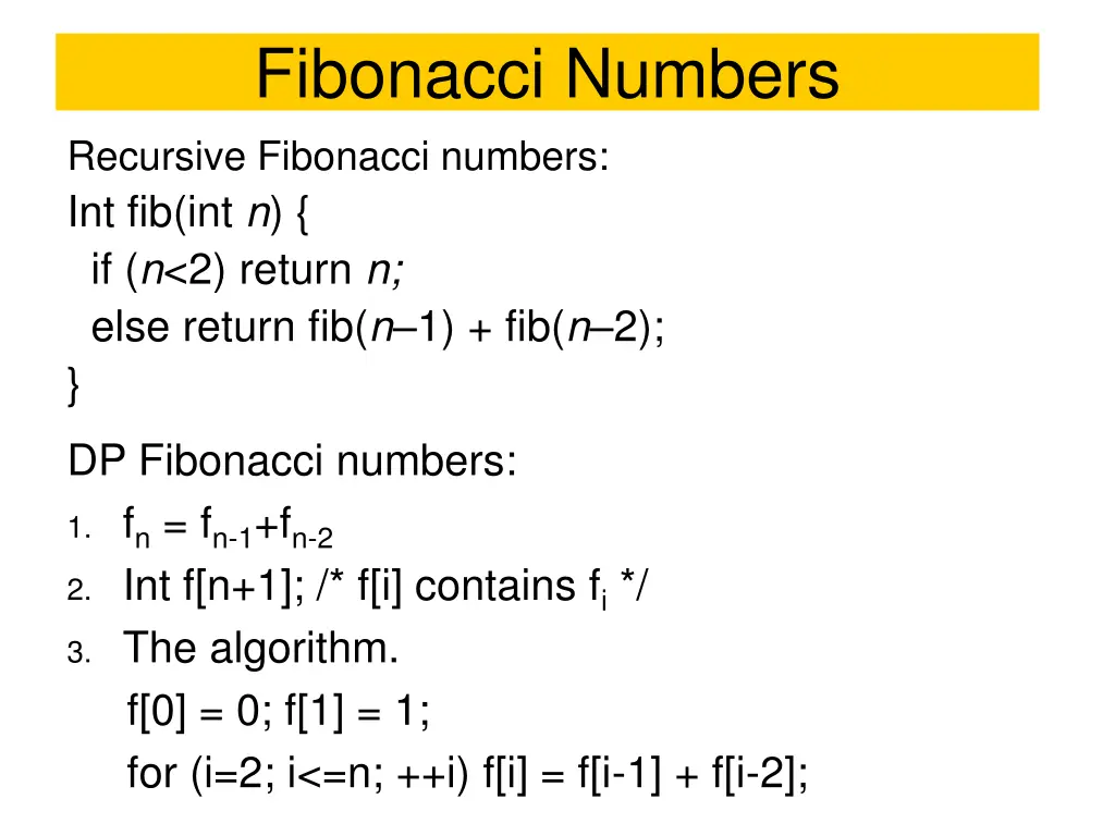 fibonacci numbers recursive fibonacci numbers